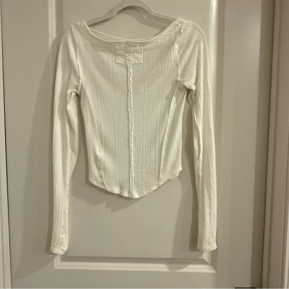 Free People-We The Free Cream Long Sleeve Pointelle Top-Eyes on You-Birch - Picture 5 of 12